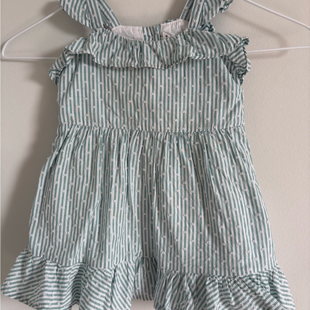 Janie and Jack Green Striped Romper